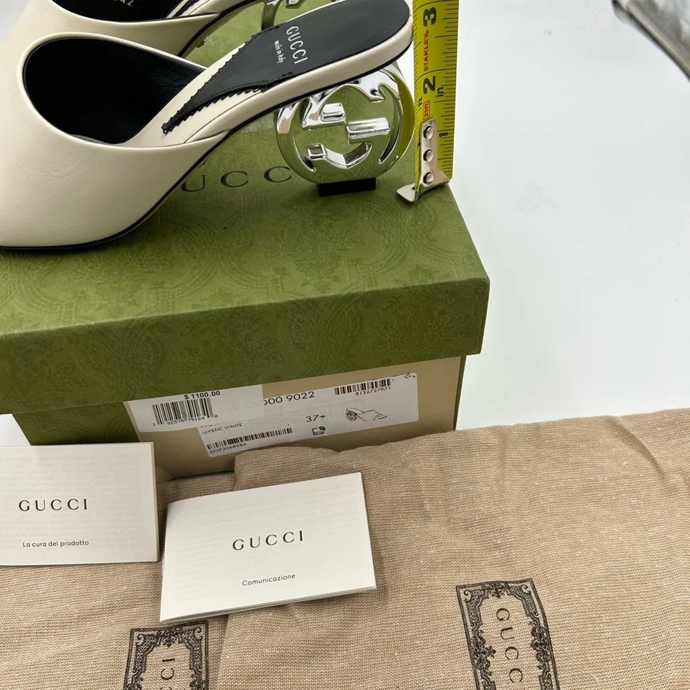 Women's Gucci interlocking G leather sandal size 37.5 made in Italy - Picture 11 of 11